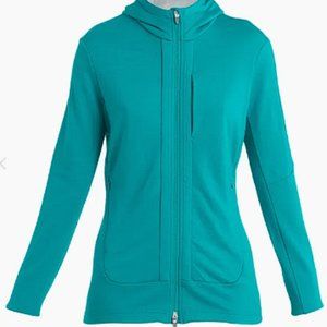 ICE BREAKER Women's Quantum III LS Zip Hoodie Size Medium in Flux Green